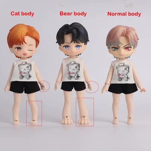 Miniatura 5 de Nuevo cuerpo de muñeca 1/12BJD para cabeza GSC, muñeca OB11 reemplazo cuerpo, con accesorios de cuerpo de animales, tres usos, figuras de acción