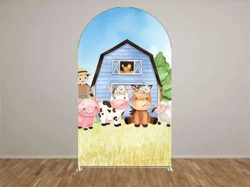 Miniatura 2 de Fundas de fondo de arco para fiestas, diseño de granero, diseño de granero, fundas elásticas para cumpleaños, banquetes, fiestas, baby shower