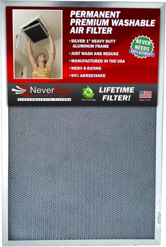 Miniatura 2 de Filtro de aire para horno de aire acondicionado permanente lavable electrostático de 21 x 21 x 1, reutilizable, marco plateado