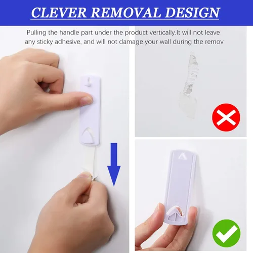 Miniatura 3 de Jetec 20 ganchos para fotos, sin daños, tiras adhesivas, sin clavos, ganchos adhesivos para el hogar, baño, cocina, puerta, armario, color blanco