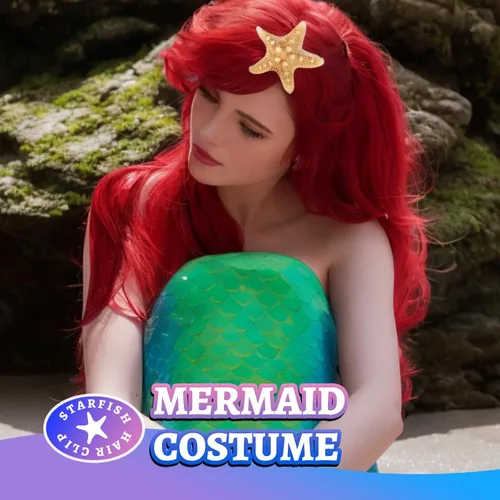 Miniatura 2 de YGDZ Pinza para el pelo de estrella de mar, 4 pinzas para el pelo de sirena de estrella de mar, 1 pieza con purpurina para el cuerpo de la cara