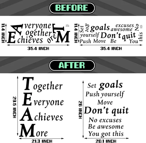 Miniatura 3 de 2 hojas de calcomanías motivacionales para pared, calcomanías de vinilo con citas inspiradoras, juntos todos logran más, para oficina, refranes