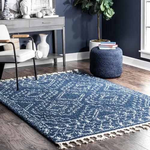 Nuloom Vasiliki - Alfombra cuadrada de 6 pies, diseño de borla, suave y afelpada, resistente a las manchas, fácil de limpiar, duradera para