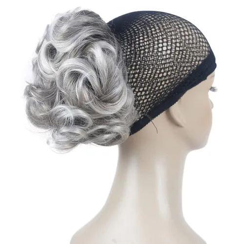 Miniatura 4 de Aimole Extensiones de clip de garra sintética de dama de cola de caballo gris rizado corto (48T)
