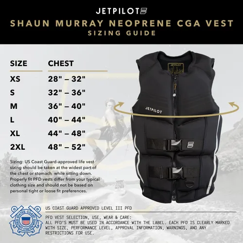 Miniatura 8 de Jet Pilot Shaun Murray Chaleco de neopreno aprobado por la CGA PFD (negro, XXL)