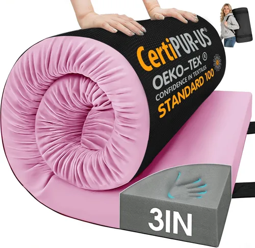 Miniatura 9 de CYMULA Almohadilla de Colchón de Espuma Viscoelástica para Acampar, Almohadilla para Dormir de 3 Pulgadas para Acampar, Base Antideslizante Inferior