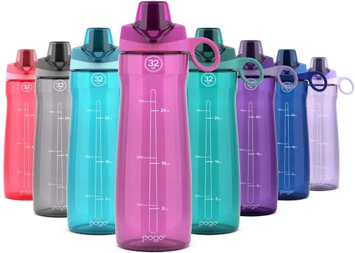 Miniatura 34 de Pogo Botella de agua de plástico sin bisfenol A con tapa con pico de 32 onzas, color azul atolón Azul (Blue Atoll)