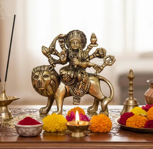 Miniatura 3 de eSplanade Ídolo Maa Durga/MATA Rani de latón, estatua, moorti, murti para mandir del hogar y decoración del hogar (4.6 pulgadas)