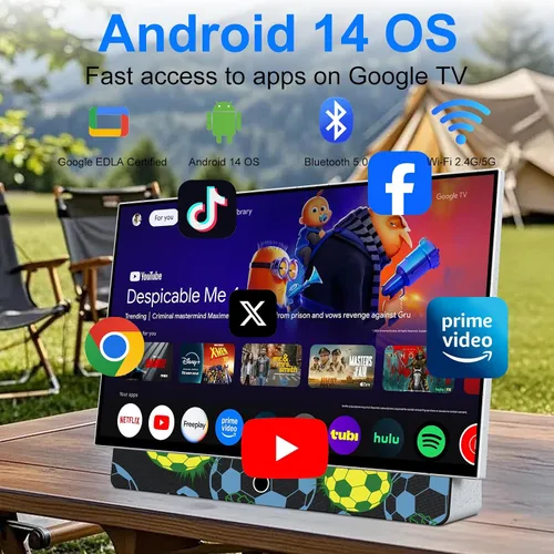 Miniatura 2 de Smart TV portátil de 27 pulgadas con batería incorporada, TV al aire libre FHD de 1080P para casas rodantes y campamentos, HDR10, Dolby Audio, WiFi