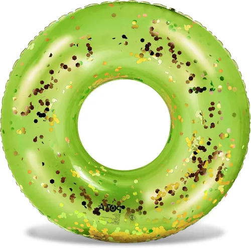 Miniatura 39 de POZA Flotador de Tubo Inflable para Piscina – Anillo de natación de confeti brillante, Tubo Inflable de Servicio Pesado Resistente a los Rayos UV Oro