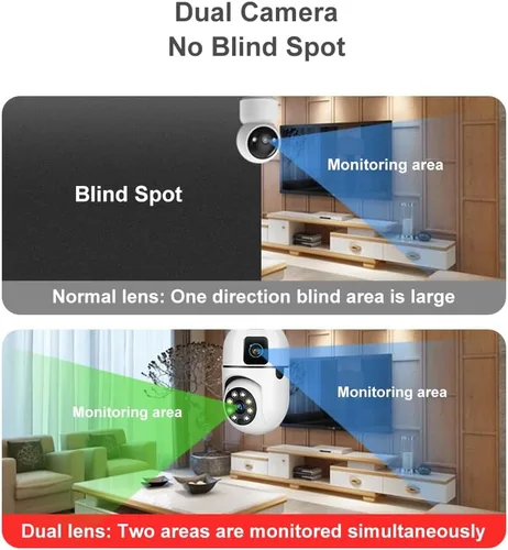 Miniatura 4 de TUYA Cámara de seguridad con bombilla de doble lente de 6 MP, cámara WiFi panorámica/inclinación de 360° para interiores con seguimiento automático