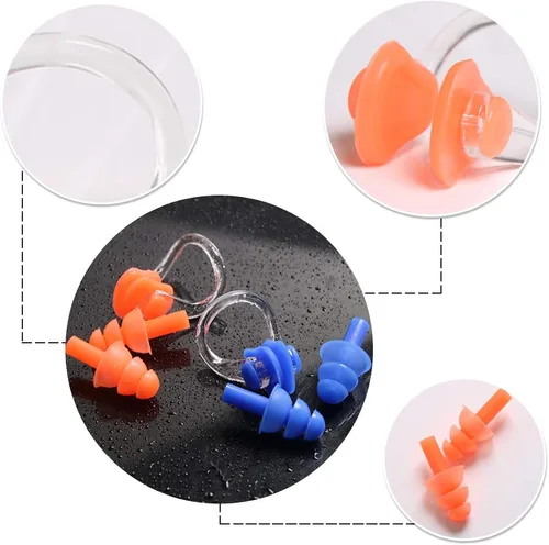 Miniatura 2 de UPINS 14 juegos de pinzas de nariz de silicona impermeables para natación, tapones para los oídos para adultos y niños, protector de nariz