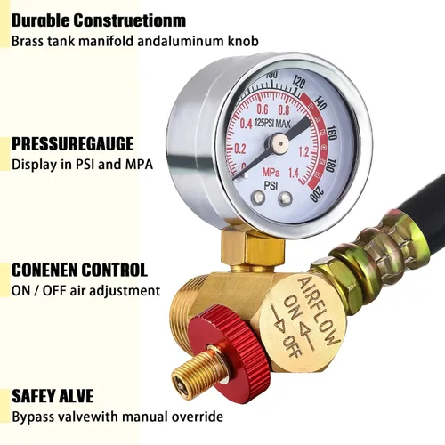 Miniatura 6 de Xuhal 4 Pcs 0-100 PSI Air Pressure Gauge - 1/8'' Male NPT Connection, Lower Side Mount, 1.57 Inch Dial Air Compressor Gauge - Waterproof, Stainless