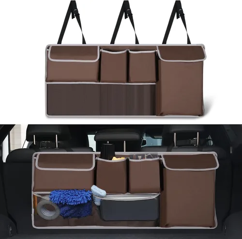 Miniatura 11 de UYYE Organizador Colgante para Maletero, Bolsa para Asiento Trasero, Accesorios para Interior de Automóvil con 4 Bolsillos y 2 Bolsas de Malla