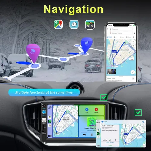 Miniatura 3 de Apple CarPlay inalámbrico y Android Auto, estéreo de coche doble DIN - Pantalla táctil IPS de 7", 1024*600, radio de coche FM, Bluetooth 5.2, 180W