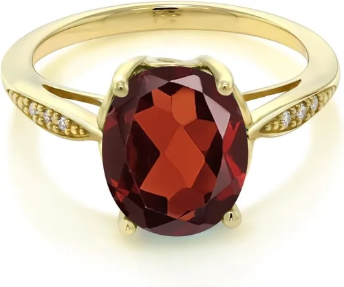 Miniatura 32 de Gem Stone King Anillo de compromiso de oro amarillo de 14 quilates de 2-3 quilates con piedra preciosa ovalada de 0.394 x 0.315 in y diamantes