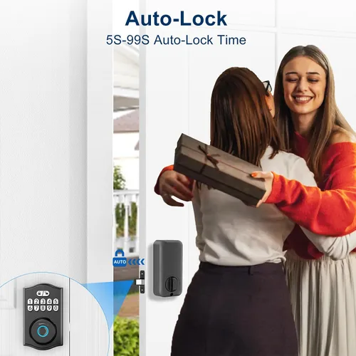 Miniatura 8 de Cerradura de puerta inteligente - Entrada sin llave con huella dactilar/Bluetooth APP control/contraseña, bloqueo automático, código de una sola