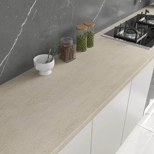 Miniatura 3 de CHIHUT Papel tapiz de mármol beige mate de 12 x 100 pulgadas, impermeable, autoadhesivo, extraíble, para encimeras de cocina, armarios, muebles