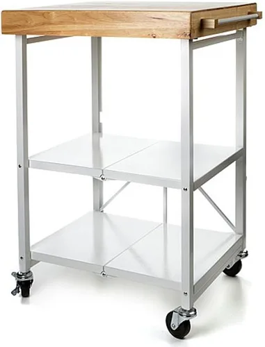 Miniatura 11 de Carrito de Cocina Plegable Origami sobre Ruedas, Carrito Rodante Plegable de 3 Niveles - Carrito al Aire Libre para Chefs para Vino y Comida