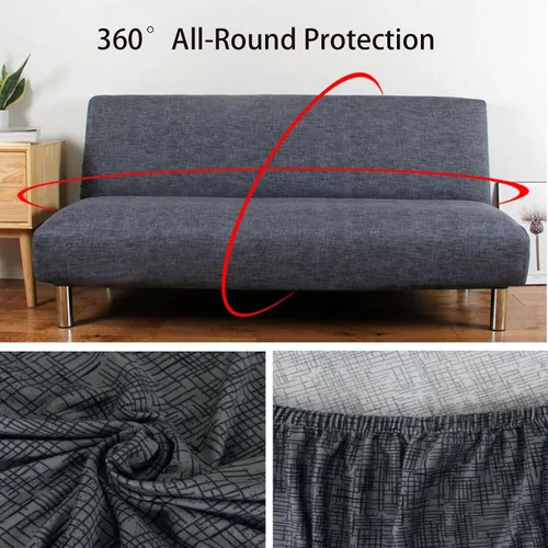 Miniatura 4 de Konsilsa Funda de sofá cama sin brazos, funda elástica para sofá cama, funda de sofá cama plegable, cubierta completa suave, funda para futón