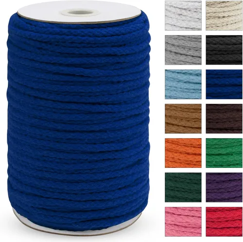 Miniatura 24 de JeogYong - Cuerda de macramé trenzada 5mm x 90m, cuerda de algodón trenzada de 8 hebras natural, cuerda de cordón de dibujo colorida para colgar
