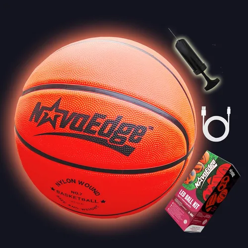 Miniatura 2 de Balón de baloncesto que brilla en la oscuridad Balón con luz LED recargable por USB-C Tamaño oficial 7 para adolescentes y adultos para niños