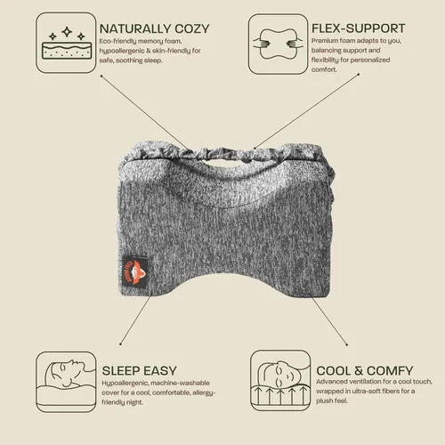 Miniatura 4 de Almohada de rodilla refrescante para personas que duermen de lado con correa y 2 fundas - Almohada de espuma viscoelástica para piernas para dormir