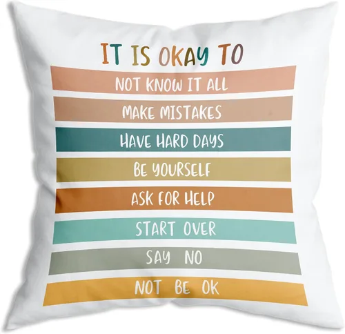 Miniatura 18 de Funda de Almohada Suave para Decoración con Citas Inspiradoras "Eres Valiente Suficiente Amado", Funda de Almohada y Cojín para Sofá, Sofá Cama
