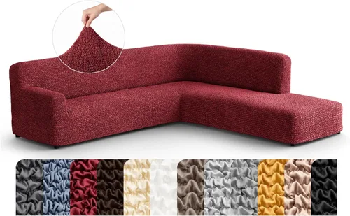 Miniatura 16 de PAULATO BY GA.I.CO. Funda de sofá modular, funda para sofá chaise longue en forma de L, fundas lavables para sofá esquinero, funda elástica de Gris