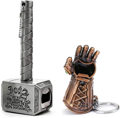 Paquete de 2 abridores de cerveza magnéticos con forma de martillo y llavero de guante, abridor de botellas, regalos de cerveza para hombres,