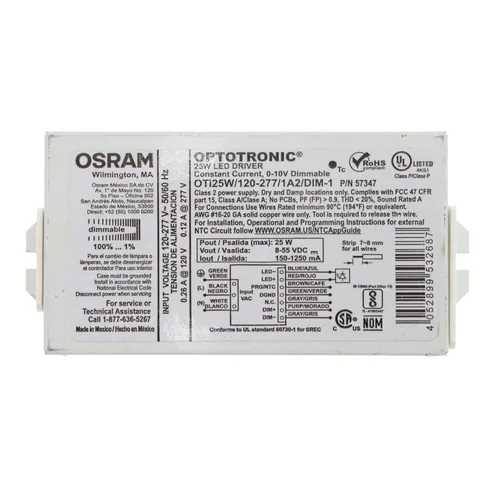 OSRAM 57347-25 vatios 120/277 voltios regulable LED controlador (OTI25W/120-277/1A2 DIM-1)
