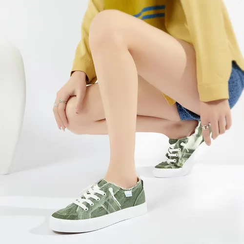 Miniatura 7 de Obtaom Play Tenis de lona para mujer, sin cordones, a la moda, blanco desgastado y estampado de leopardo