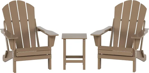 Miniatura 45 de WO Home Furniture - Juego de 3 sillas plegables para exteriores, mesa auxiliar, resistente a la intemperie y a los rayos UV, para césped, jardín