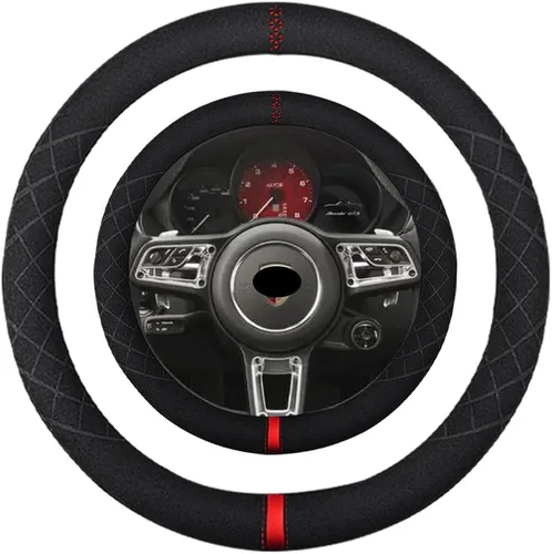 Miniatura 46 de Funda de volante de ante K LAKEY, compatible con Dodge Avenger Grand Caravan Challenger Charger, cubierta de volante deportiva antideslizante