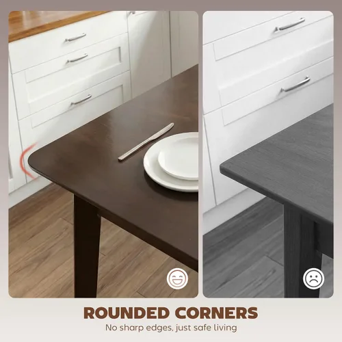 Miniatura 9 de HOMCOM Mesa de comedor moderna de mediados de siglo de 47 pulgadas para 4, mesa de cocina rectangular con acabado de grano de madera, patas cónicas