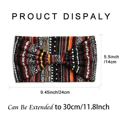 Miniatura 2 de Diademas bohemias para mujer, bandas anchas elásticas para el cabello, bandas para la cabeza anudadas, bandas para la cabeza turbante para yoga