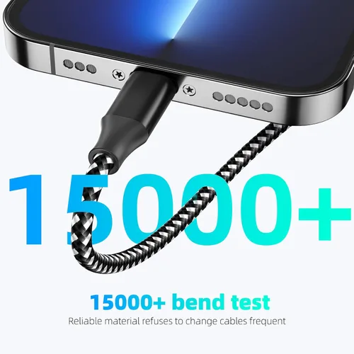 Miniatura 7 de Cargador para iPhone con certificación MFi de Apple, paquete de 3 cables Lightning de 10 pies de largo, carga rápida, sincronización de datos, cable