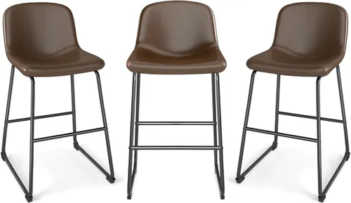 Miniatura 29 de TAVR Furniture Leathaire - Juego de 2 taburetes de tela con altura de mostrador, sillas de isla sin brazos, con capacidad para hasta 500 libras