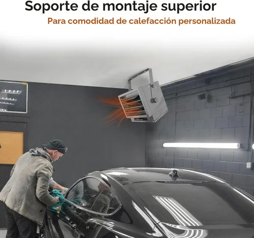 Miniatura 3 de Comfort Zone Calentador de garaje con cable duro de 7500 W, soporte de techo industrial y comercial, ventilador de 240 V con control remoto, Gris