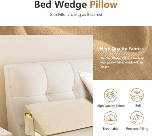 Miniatura 2 de Almohada de cuña de cama para cabecero, almohada de cuña de colchón para cama individual/XL, relleno de espacio de cama, cierra el espacio