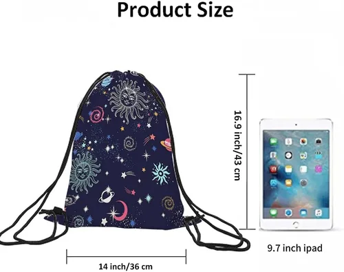 Miniatura 6 de Beabes Bohemia Retro Rayas Cordón Bolsas Mochila Gimnasio Bolsa con Cordón, Multi-a111, Mochilas de viaje