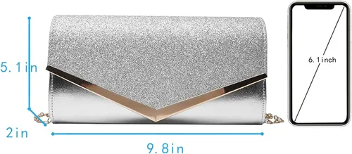 Miniatura 2 de Bolso de mano de noche con purpurina brillante para mujer, bolso de cadena para boda, fiesta de graduación, regalo para mamá, esposa, novia