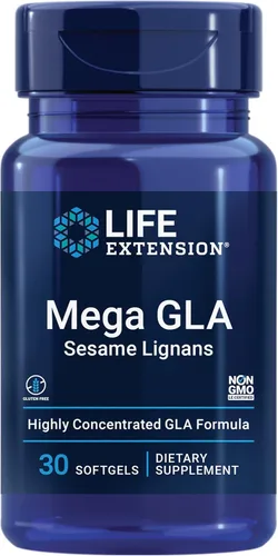 Life Extension Mega GLA Sesame Lignans - Suplemento de ácido gamma-linolénico de aceite de borraja - Apoyo a la salud de todo el cuerpo y la