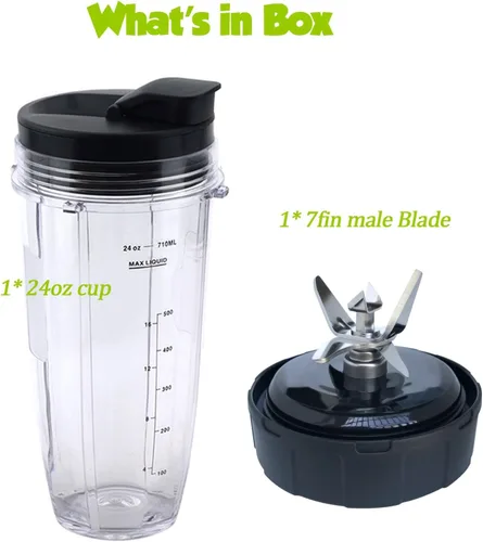 Miniatura 7 de Cuchilla de repuesto para licuadora y accesorios de vaso de 24 onzas con tapa, solo compatible con Nutri Ninja SS150, SS151, SS300, SS350, SS351