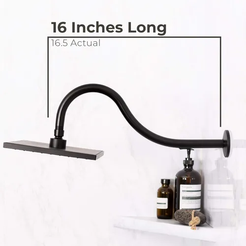 Miniatura 4 de JS Jackson Supplies, brazo de extensión de cabezal de ducha de 16 pulgadas de longitud montada, tubo extensor largo de arco alto, ideal para cabezal