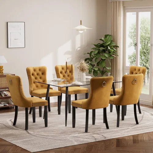 Miniatura 35 de Baysitone Juego de mesa de comedor de vidrio de 51 pulgadas para 4, juego de 5 piezas moderno de comedor, mesa de cocina rectangular de vidrio con 4