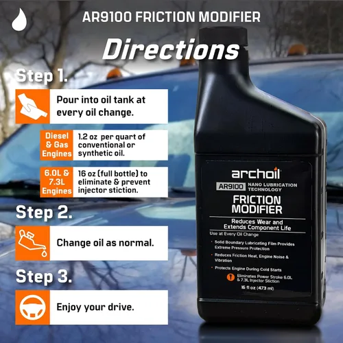 Miniatura 6 de Archoil Aditivo de aceite AR9100 (16 onzas) para todos los vehículos, arranque en frío Powerstroke, elimina problemas de inyector