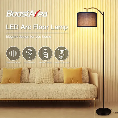 Miniatura 2 de BoostArea Lámpara de pie para sala de estar, lámpara de pie de arco con control remoto, brillo regulable continuo y temperatura de colores 2700 Azul