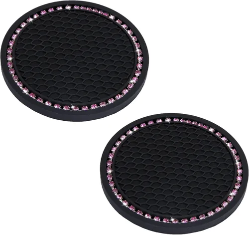 Miniatura 13 de BFXM 2 PCS Posavasos Brillantes para Portavasos de Auto, 2.75 pulgadas Diamante Universal Antideslizante de Silicona Posavasos para Portavasos