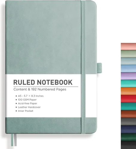 Miniatura 37 de RETTACY Cuaderno rayado, 192 páginas numeradas, tamaño A5 mediano (5.7 x 8.3 pulgadas), para hombres y mujeres, para hacer notas, escritura, trabajo